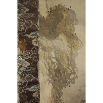 越寛一 馬晁 山水図 双幅 絹本掛軸　Z658 