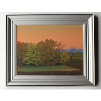 二川和之 田里早旦 日本画額装　Z659