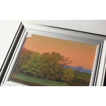 二川和之 田里早旦 日本画額装　Z659 