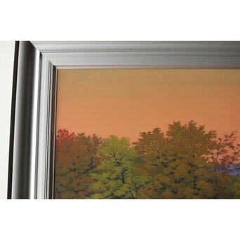 二川和之 田里早旦 日本画額装　Z659 