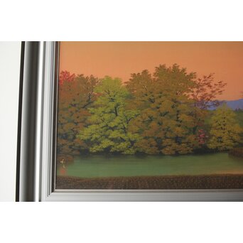 二川和之 田里早旦 日本画額装　Z659 