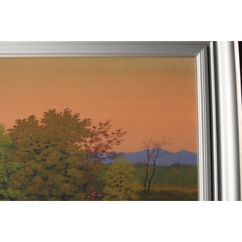 二川和之 田里早旦 日本画額装　Z659 