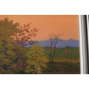 二川和之 田里早旦 日本画額装　Z659 