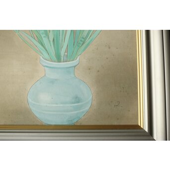 堀文子 花菖蒲 日本画額装　Z660 