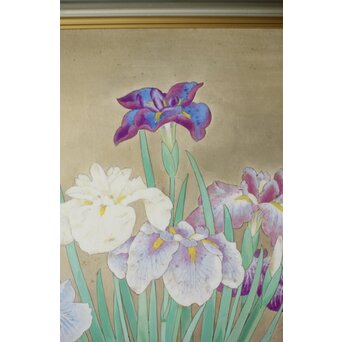 堀文子 花菖蒲 日本画額装　Z660 