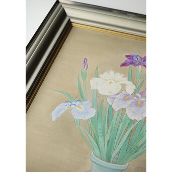 堀文子 花菖蒲 日本画額装　Z660 