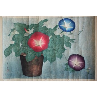 犬塚苔翠(たいすい) 「朝顔」酒井川口合版　Z661 