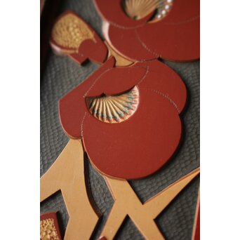 音丸耕堂 彫漆額 共箱　Q389 