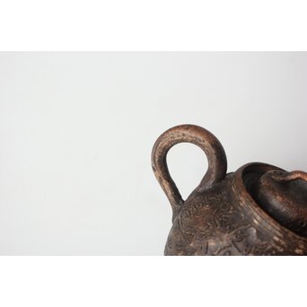 倣 青木木米 漢詩彫 赤壁図 急須　P561 