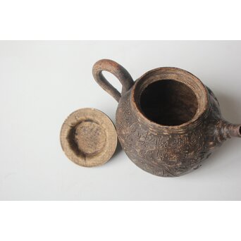 倣 青木木米 漢詩彫 赤壁図 急須　P561 