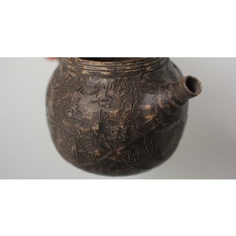 倣 青木木米 漢詩彫 赤壁図 急須　P561 