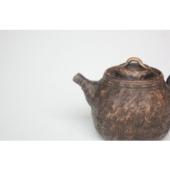 倣 青木木米 漢詩彫 赤壁図 急須　P561 