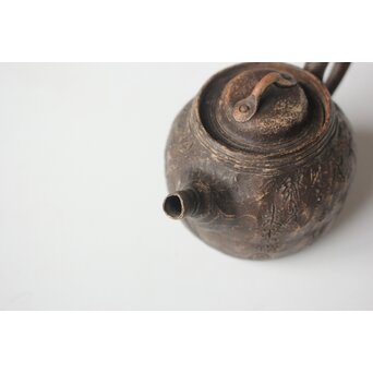 倣 青木木米 漢詩彫 赤壁図 急須　P561 