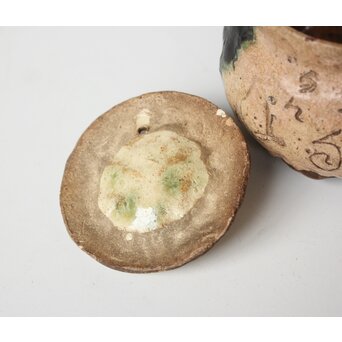 太田垣蓮月 和歌彫 緑釉急須　P562 