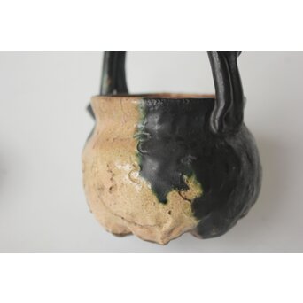 太田垣蓮月 和歌彫 緑釉急須　P562 