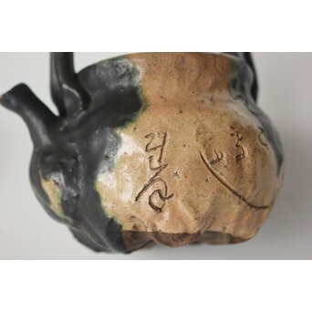 太田垣蓮月 和歌彫 緑釉急須　P562 