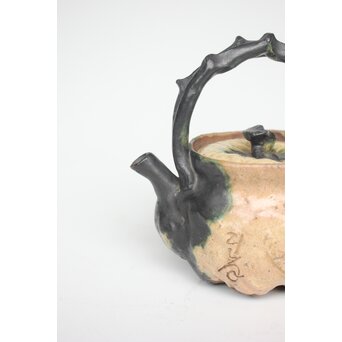 太田垣蓮月 和歌彫 緑釉急須　P562 