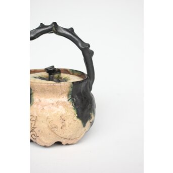 太田垣蓮月 和歌彫 緑釉急須　P562 