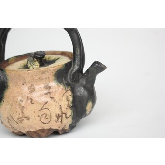 太田垣蓮月 和歌彫 緑釉急須　P562 