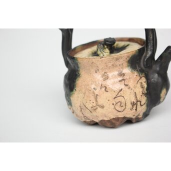 太田垣蓮月 和歌彫 緑釉急須　P562 