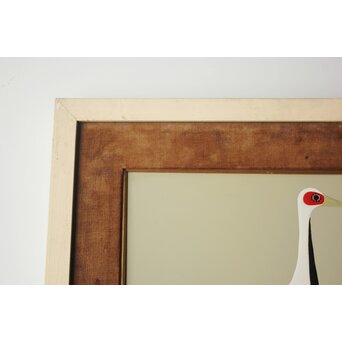 Onaga Tamotsu 尾長保 漆絵 群鶴図　Q390 