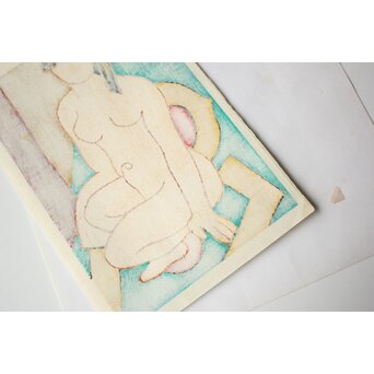 熊谷守一 木版画「坐裸婦」加藤版画研究所　Z668 