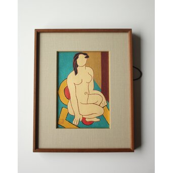 熊谷守一 木版画「坐裸婦」加藤版画研究所　Z668 
