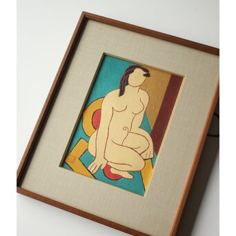 熊谷守一 木版画「坐裸婦」加藤版画研究所　Z668 