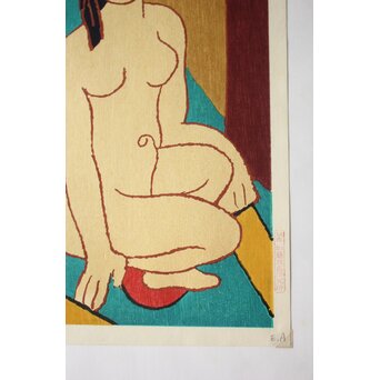 熊谷守一 木版画「坐裸婦」加藤版画研究所　Z668 