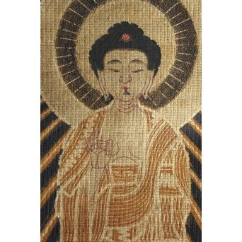 方便法身尊形 本願寺 厳如裏書 截金 切金 仏画 絹本　Z670 