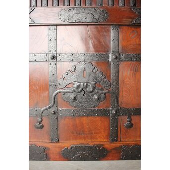 重厚総欅 巾着金具格子蔵戸　W0208Y 