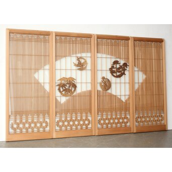 両面ガラス 扇形組子書院 4枚1組　R0483