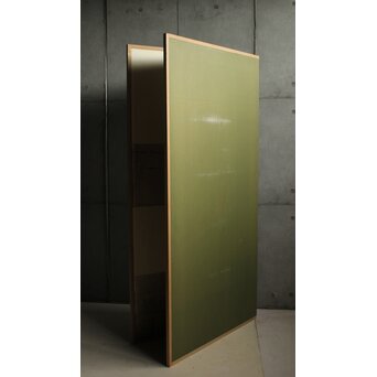 素地と銀の市松 二曲屏風　Z679 