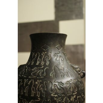 香玉堂 青銅器意 鳥獣地紋花瓶　M466 