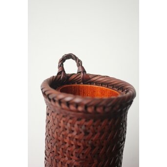 石川四海 筒型竹籠 花生　U381 