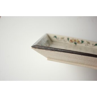 美術商 貴多川箱 醍醐窯 島荷平造 楽きく唐草四方皿　P566 