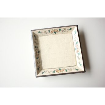 美術商 貴多川箱 醍醐窯 島荷平造 楽きく唐草四方皿　P566 