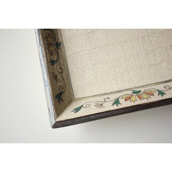 美術商 貴多川箱 醍醐窯 島荷平造 楽きく唐草四方皿　P566 