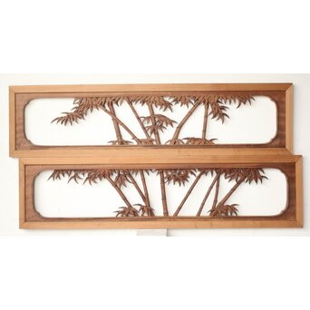 井波彫刻欄間 市山玉香 竹 2枚1組　R0489