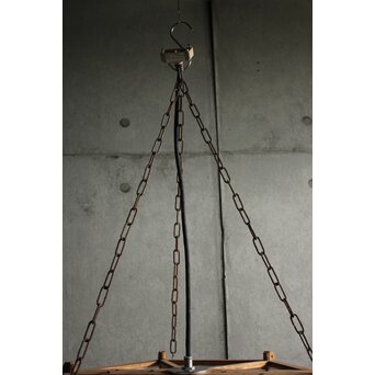 乳白色ガラス 木枠六角電笠　A0513 