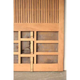 超重量級 堅木格子蔵戸　W0212 