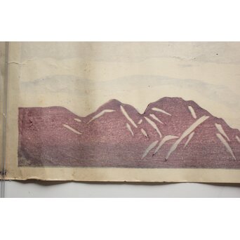 藤懸静也 木版画 ヒマラヤ連峰 昭和3年　Z685 