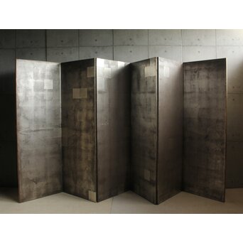 銀屏風 六曲一双　Z692 一枚目　こちらの方が黒ずみがあります