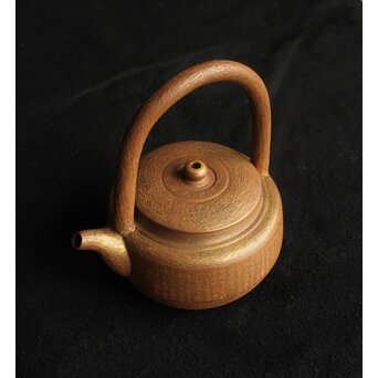 温故焼 河野忠治/大雅作 韓愈「雑説」漢詩彫 松皮手 ボーフラ 急須　P574