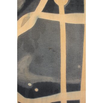 染色家 型染 伊砂久二雄 蓮図 屏風　Z695 