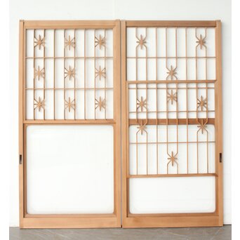 とんぼ組子 中型雪見障子戸 4枚1組　F284 途中までの開閉も可能