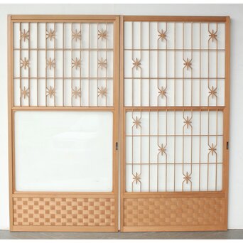 とんぼ組子と網代 雪見障子戸 2枚1組　F285