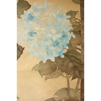 下村観山 紫陽花図 絹本軸装 東京美術俱楽部鑑定書付　Z704 