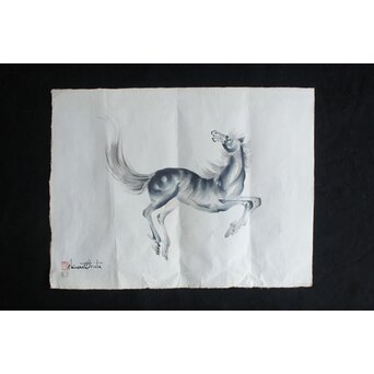 小圃千浦 Chiura Obata 内田版木版画 馬　Z705