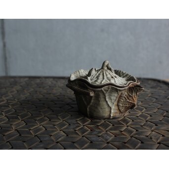 萬古 蛙と蓮型の急須 宝瓶　P581 